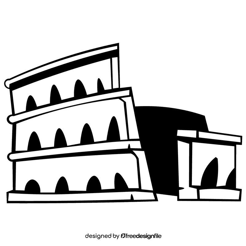 Roman coliseum black and white clipart