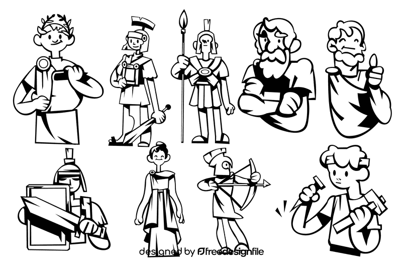 Roman character black and white vector