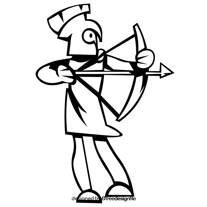 Roman character arrow black and white clipart