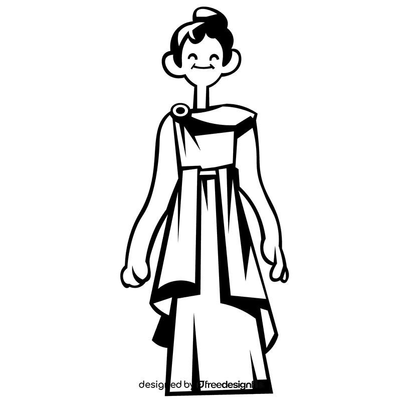 Roman character girl black and white clipart