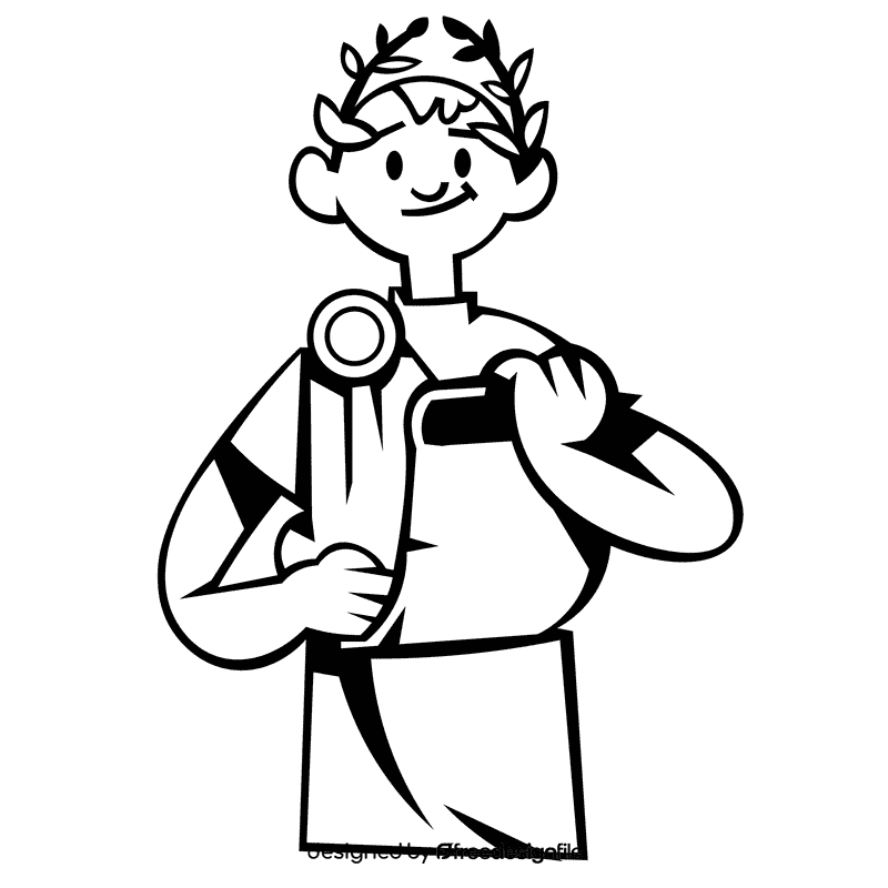 Roman character scroll black and white clipart