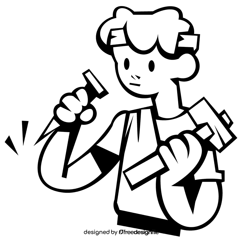 Roman character sculptor black and white clipart