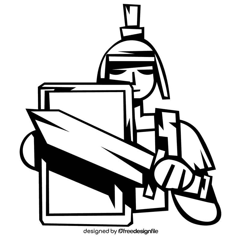 Roman character shield black and white clipart