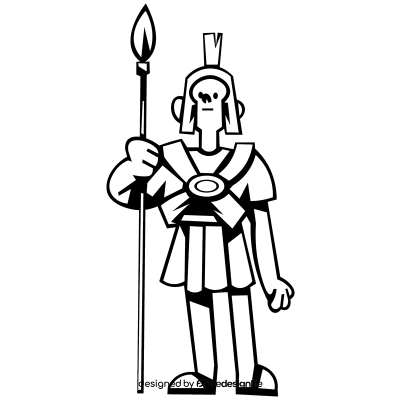 Roman character spear black and white clipart
