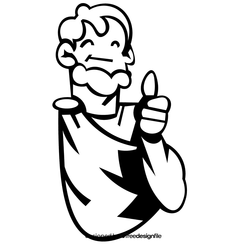 Roman character upvote black and white clipart