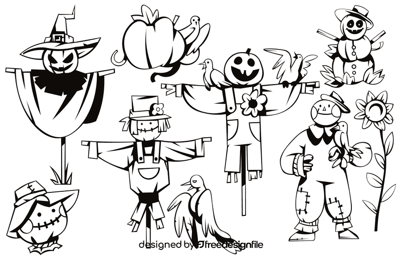 Scarecrow black and white vector