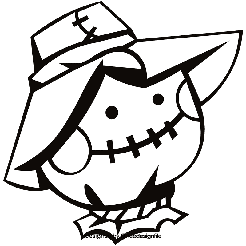 Scarecrow head black and white clipart