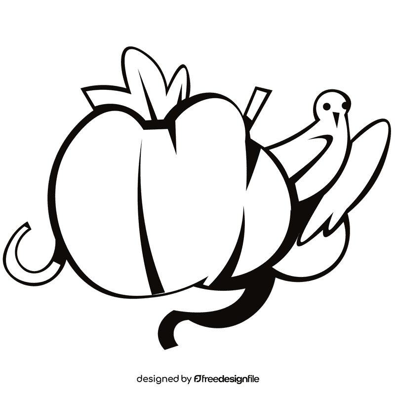 Scarecrow pumpkin black and white clipart