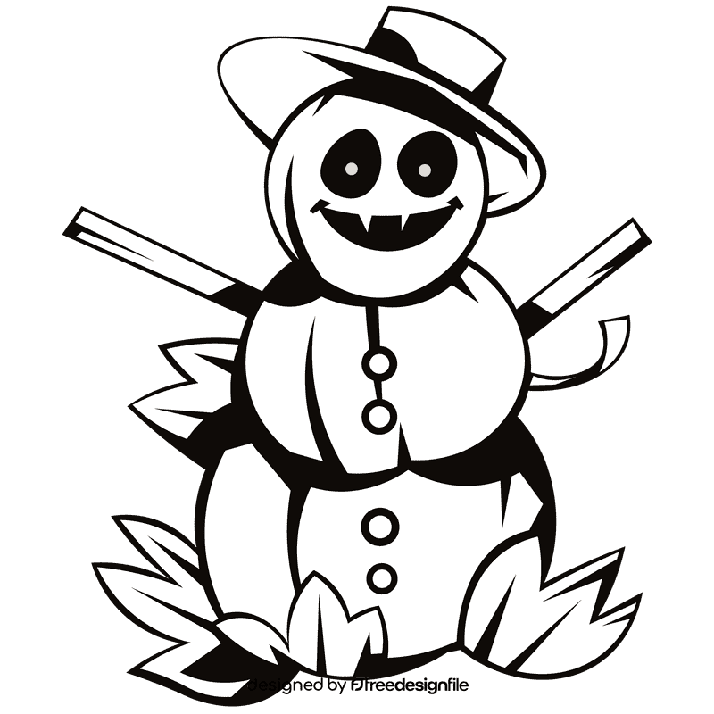 Scarecrow punpkin snowman black and white clipart