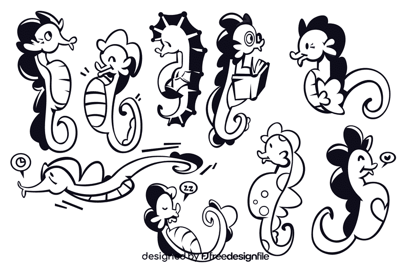 Seahorse black and white vector