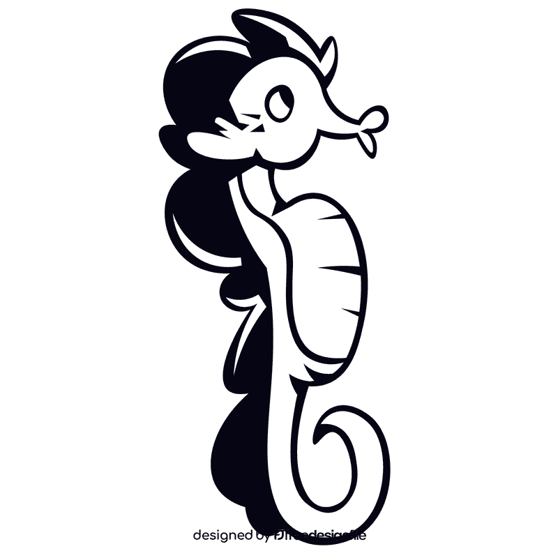 Seahorse black and white clipart