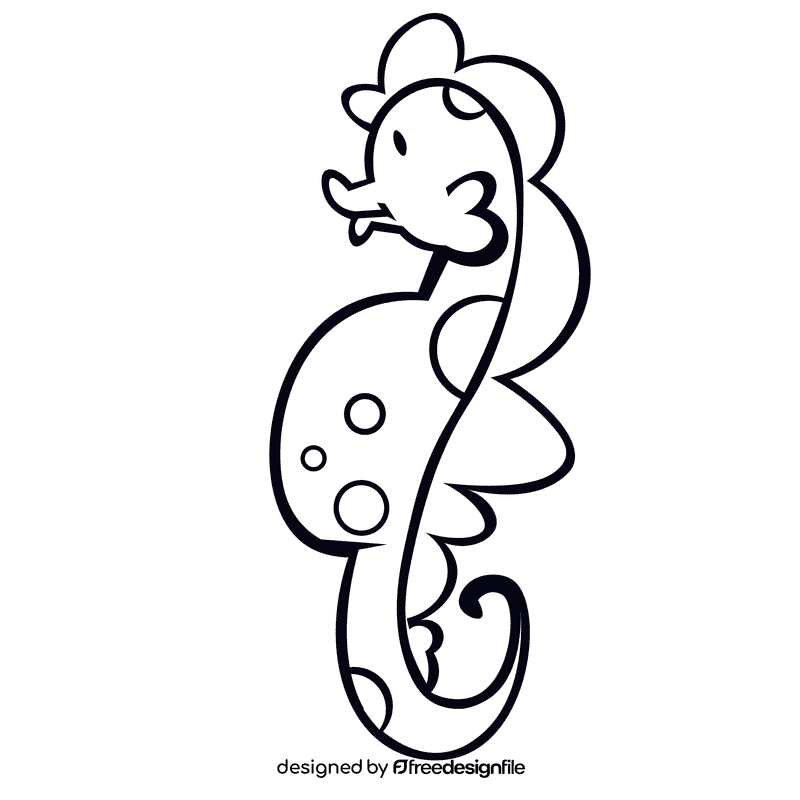 Seahorse white black and white clipart