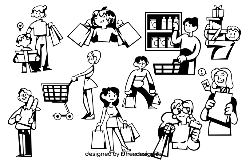 Shopping black and white vector