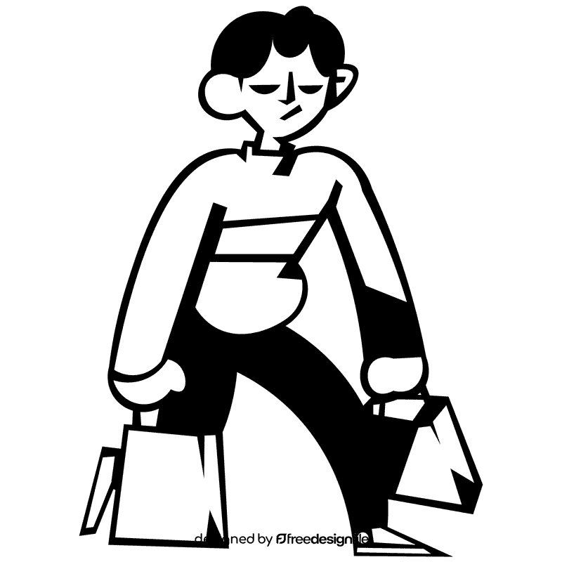 Shopping angry black and white clipart