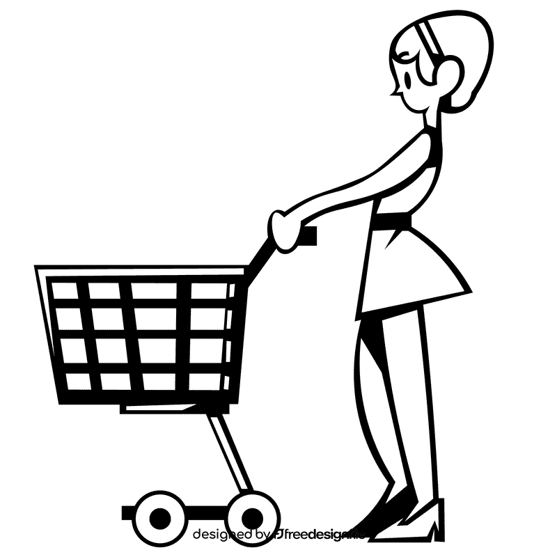 Shopping cart black and white clipart