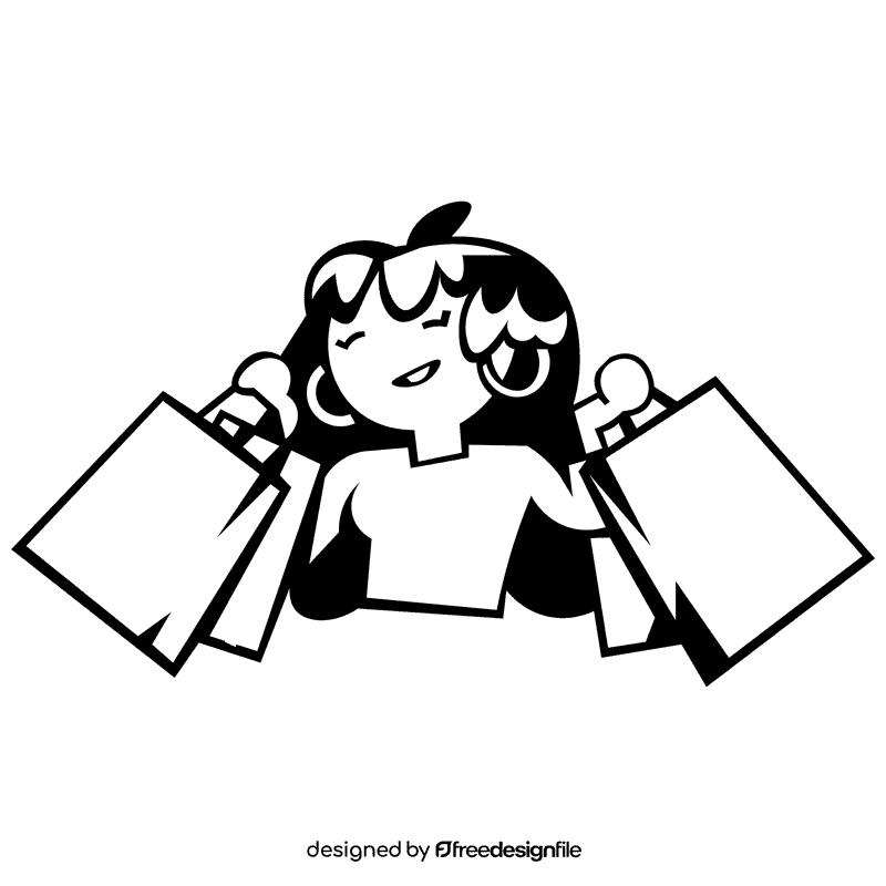 Shopping shopomaniac black and white clipart