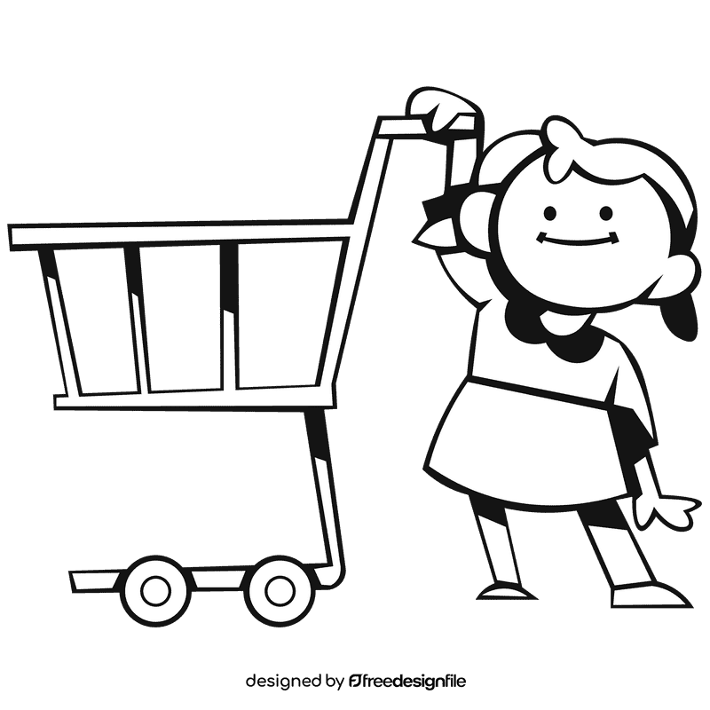 Shopping cart customer black and white clipart