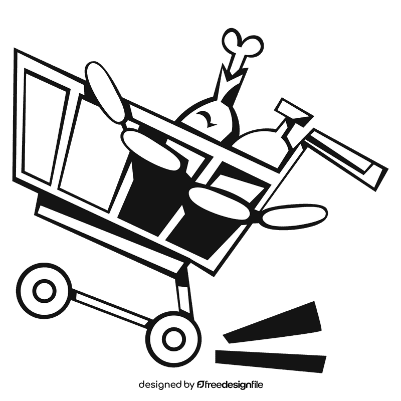 Shopping cart fast black and white clipart