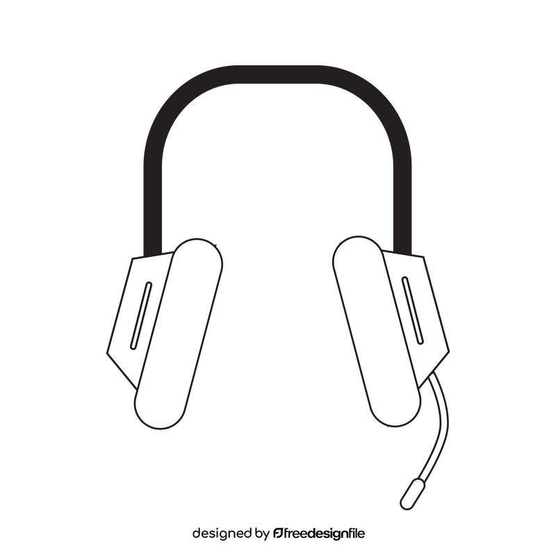 Headset drawing black and white clipart