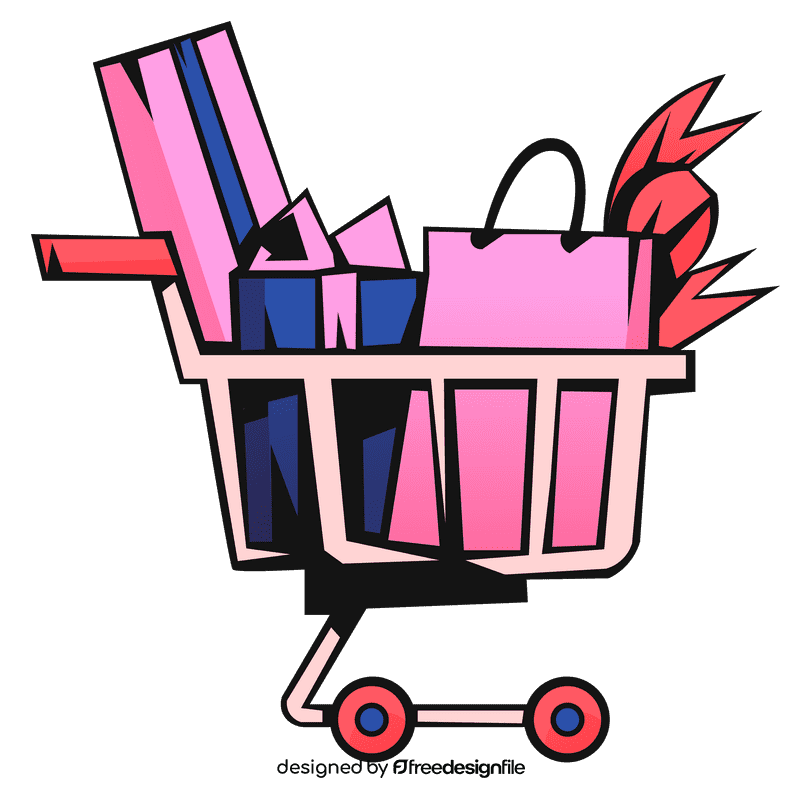 Shopping cart presents clipart