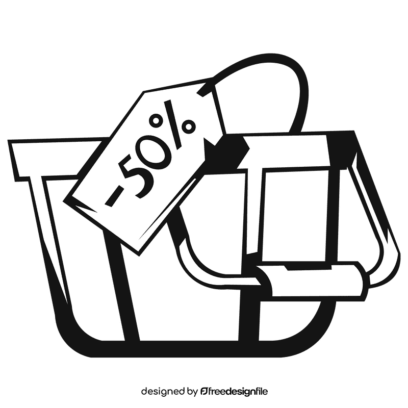 Shopping cart sale black and white clipart