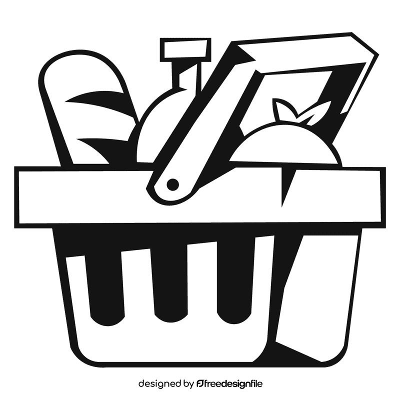 Shopping cart small full black and white clipart