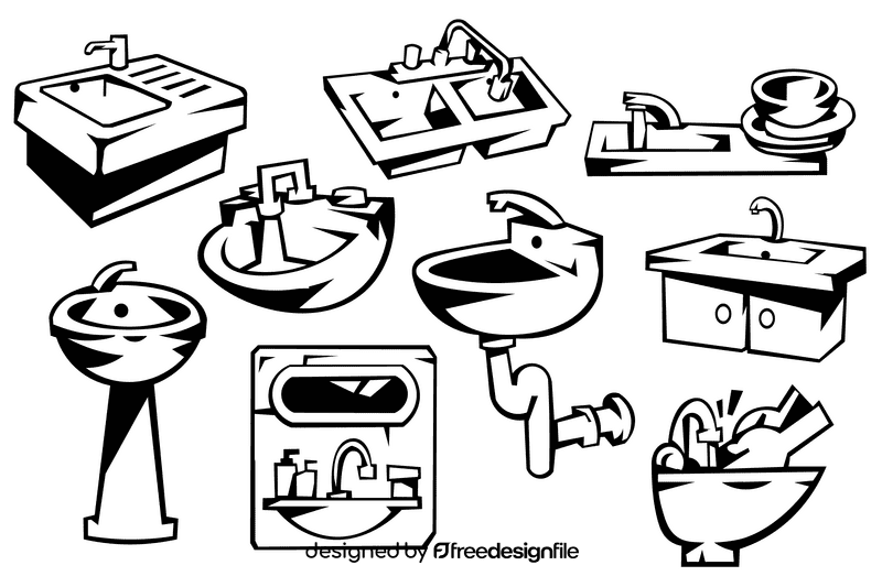 Sink black and white vector