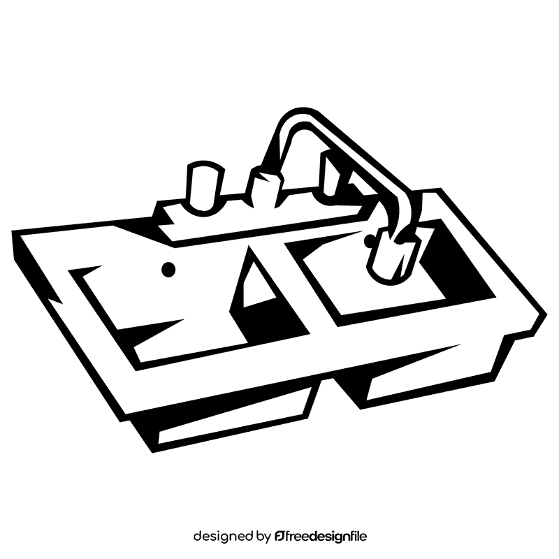 Sink couple black and white clipart