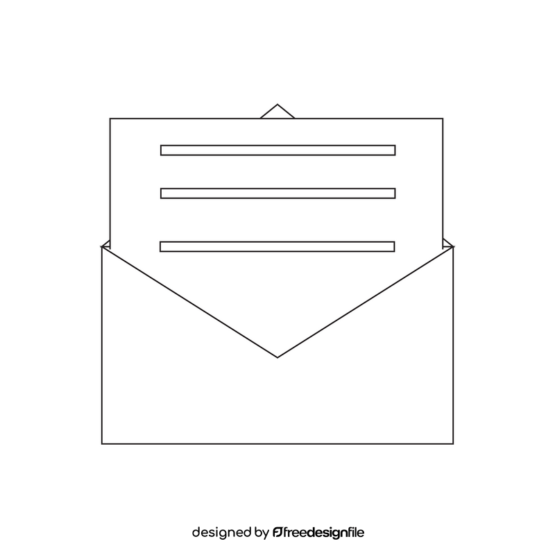 Inbox drawing black and white clipart