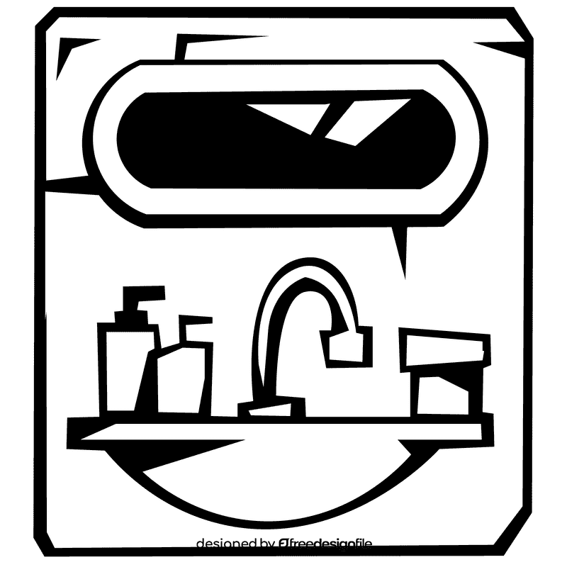 Sink mirror black and white clipart