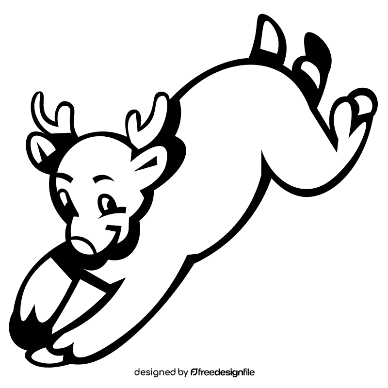 Stag jump black and white clipart