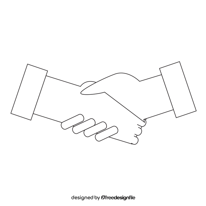 Shaking hands drawing black and white clipart