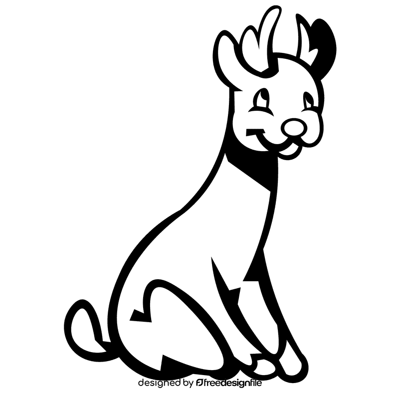 Stag sitting black and white clipart