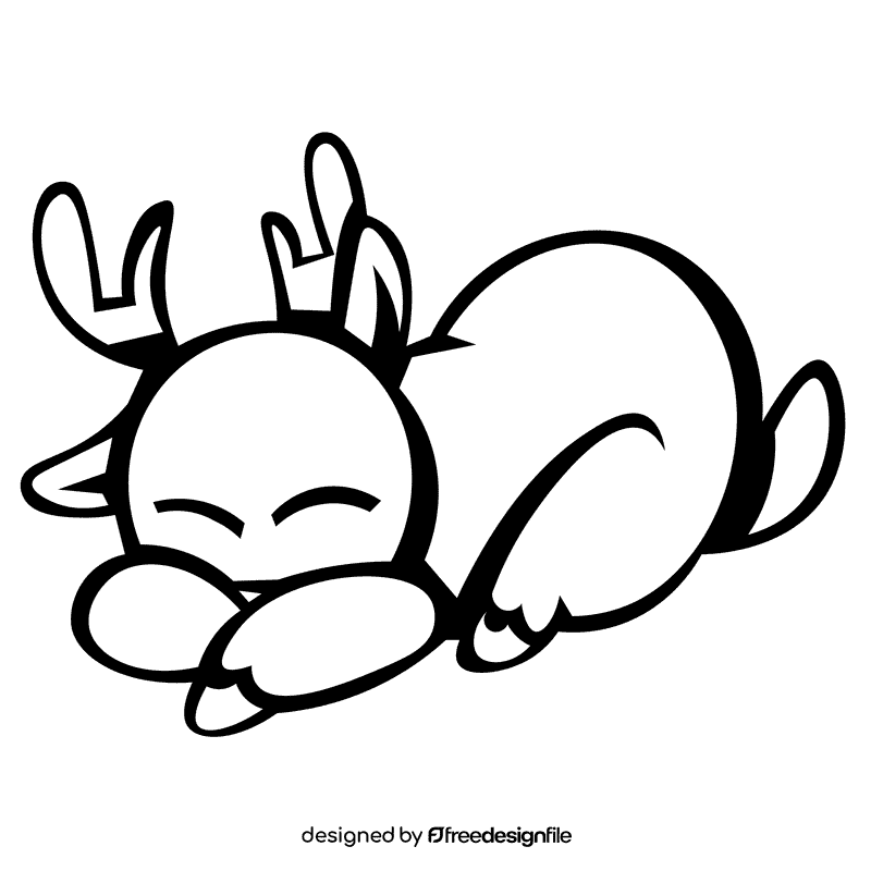 Stag sleepy black and white clipart