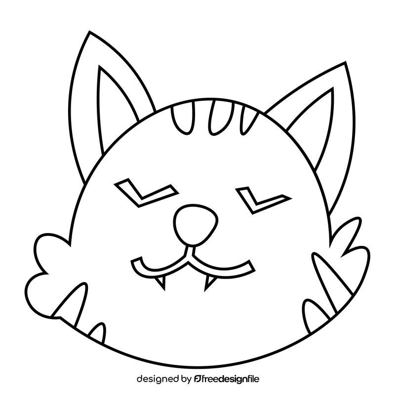 Proud cat cartoon black and white clipart