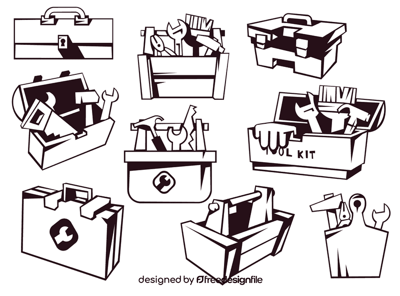 Toolbox black and white vector