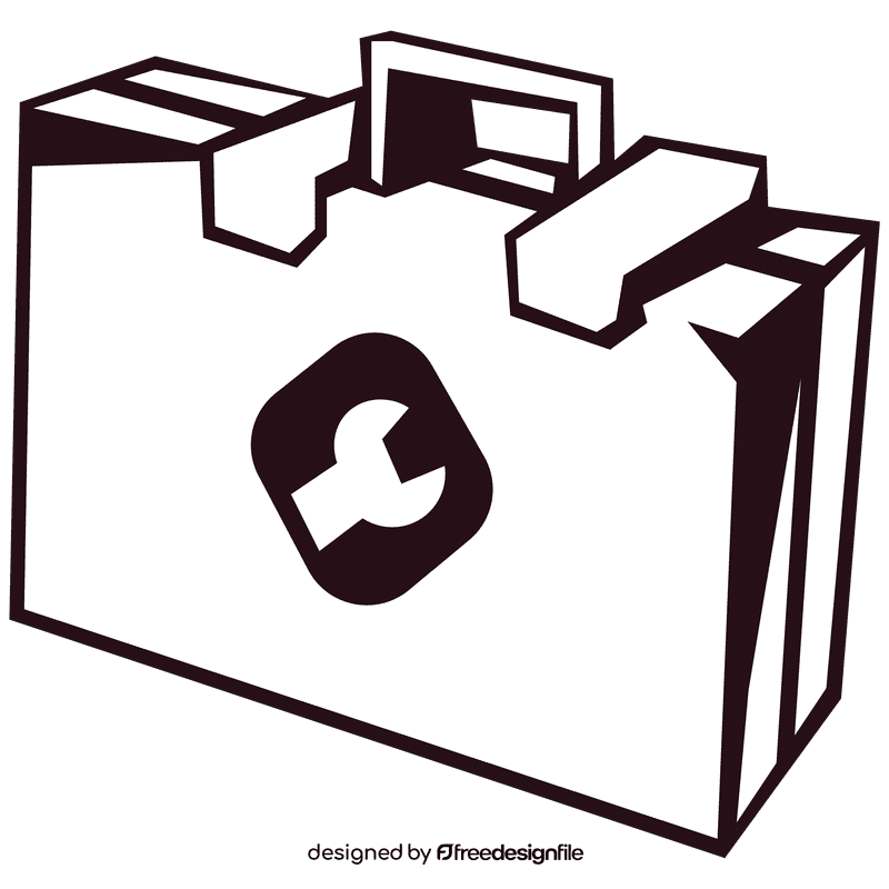 Toolbox closed with icon black and white clipart