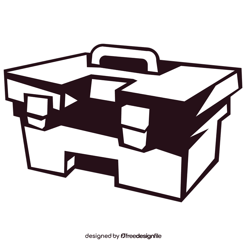 Toolbox plastic top black and white clipart