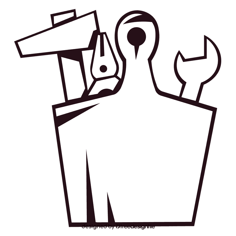 Toolbox side view black and white clipart