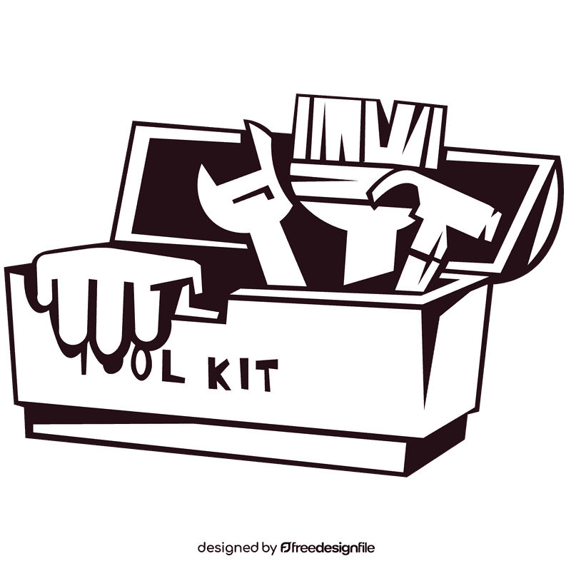 Toolbox tool kit black and white clipart