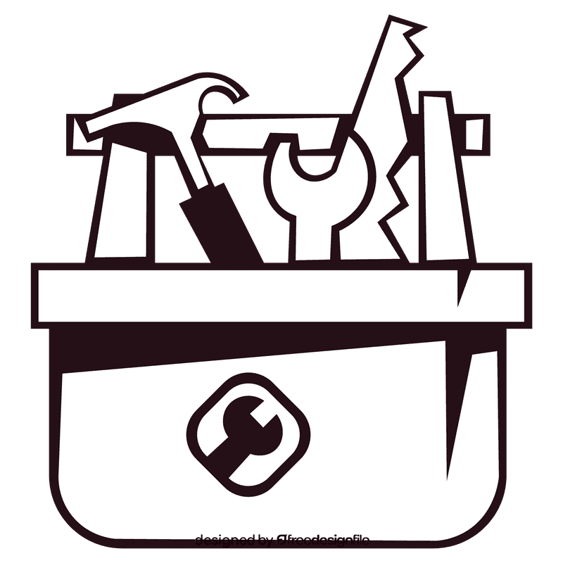 Toolbox with icon black and white clipart