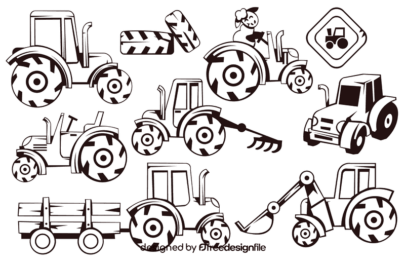 Tractor black and white vector