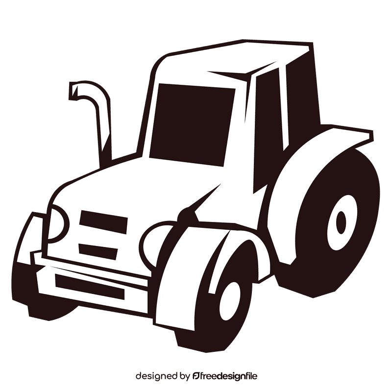 Tractor 3d black and white clipart
