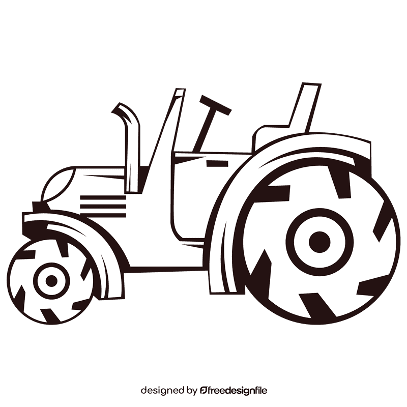 Tractor open top black and white clipart