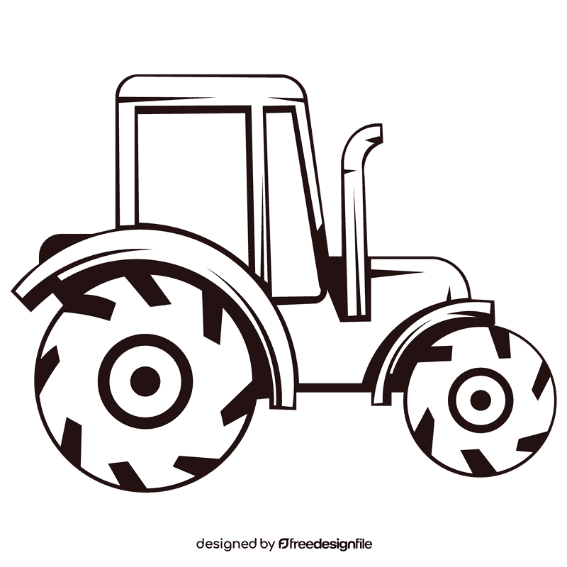 Tractor red black and white clipart