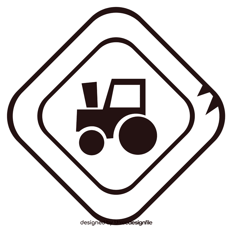 Tractor sign black and white clipart