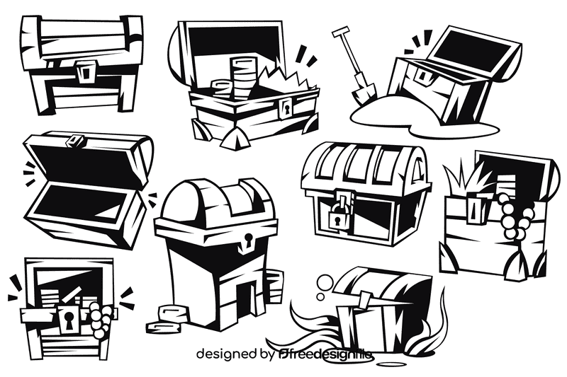 Treasure chest black and white vector