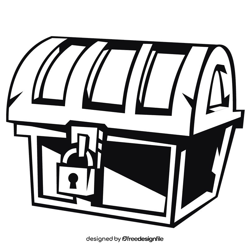 Treasure chest locked black and white clipart