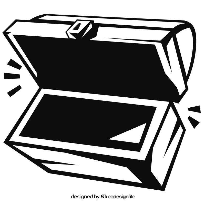 Treasure chest opened black and white clipart