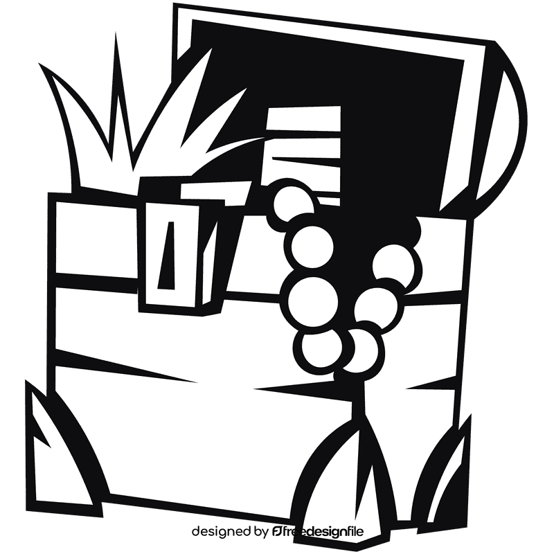 Treasure chest opened full blue black and white clipart